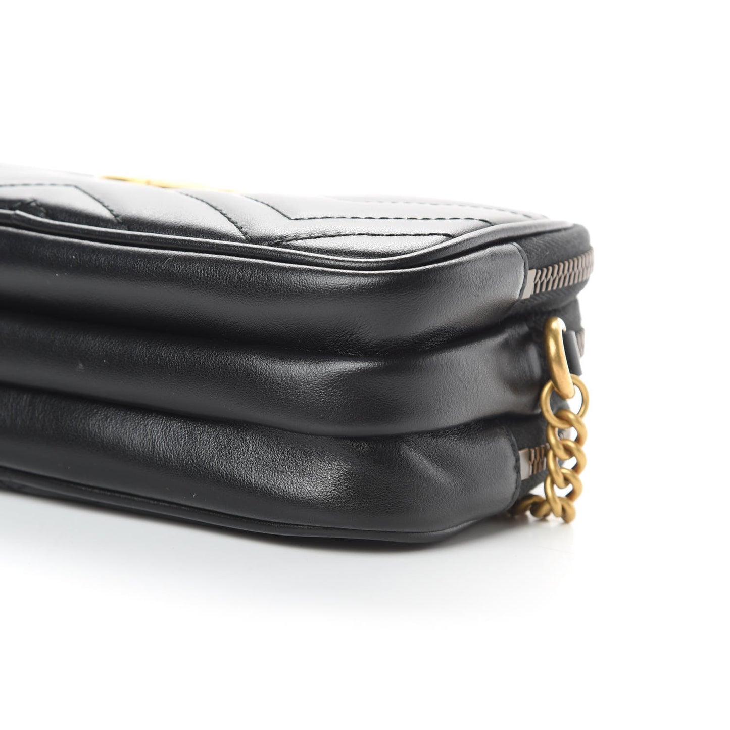 Calfskin Matelasse Mini GG Marmont Chain Crossbody Bag Black