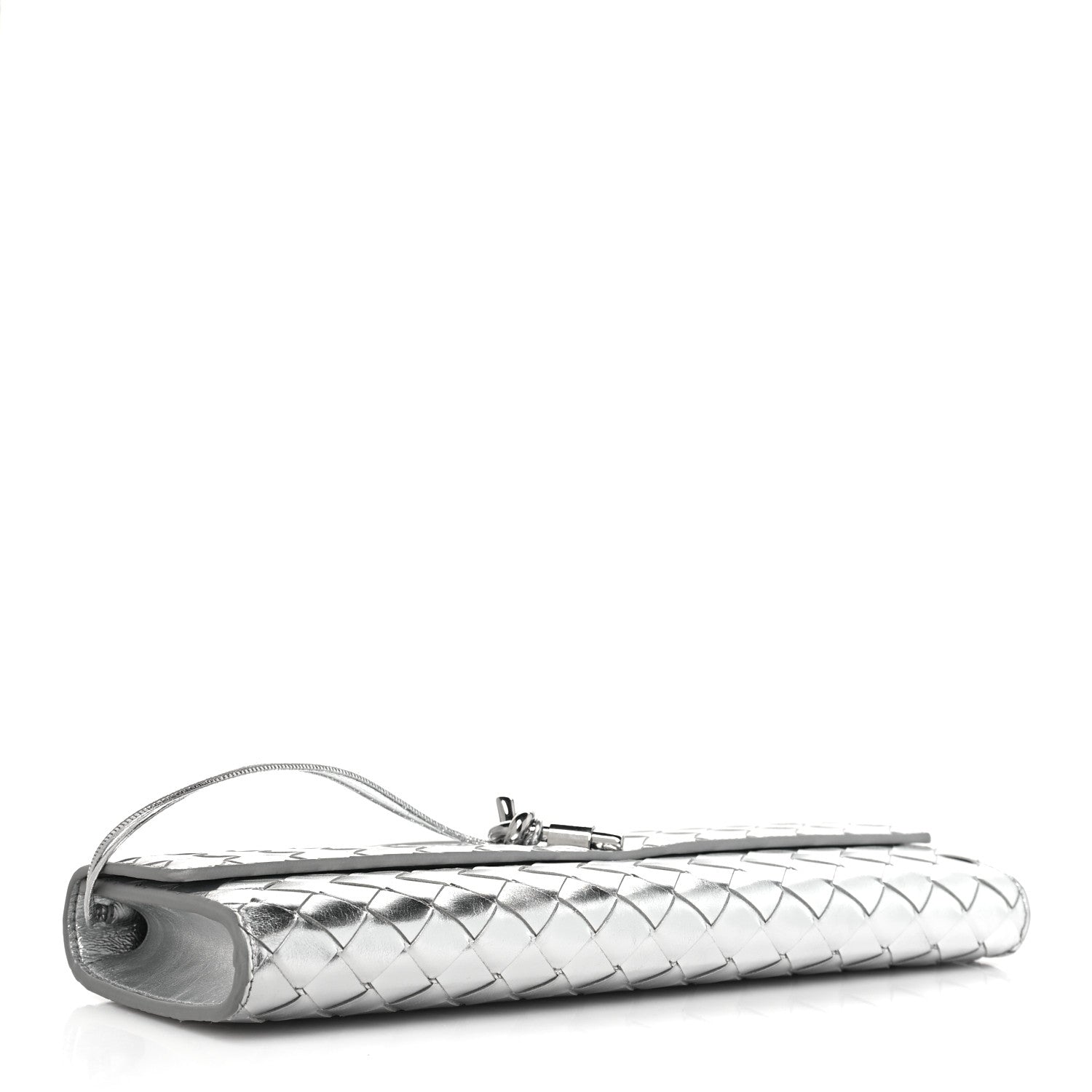 Bottega Veneta Metallic Nappa Intrecciato Long Andiamo Top Handle Silver 3 of 8