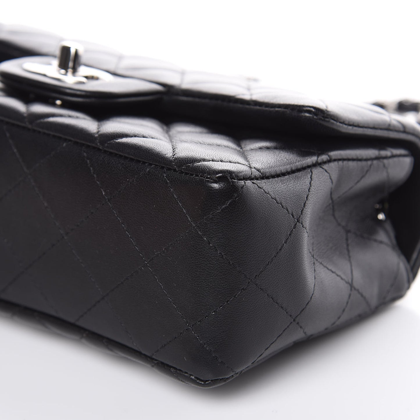 Lambskin Quilted Mini Rectangular Flap Black