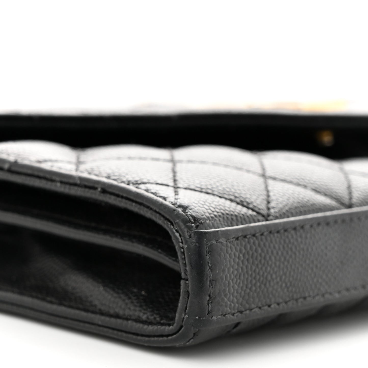 Grain De Poudre Mixed Matelasse Triquilt Monogram Chain Wallet Black