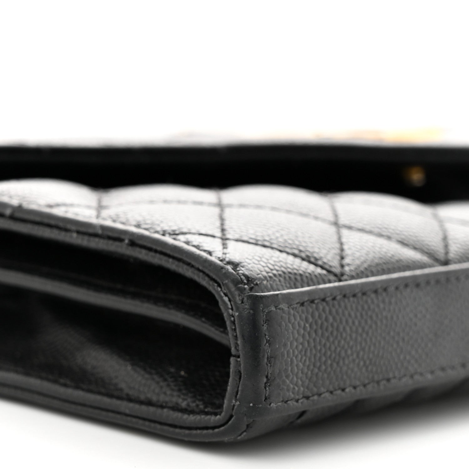 Saint Laurent Grain De Poudre Mixed Matelasse Triquilt Monogram Chain Wallet Black 8 of 16