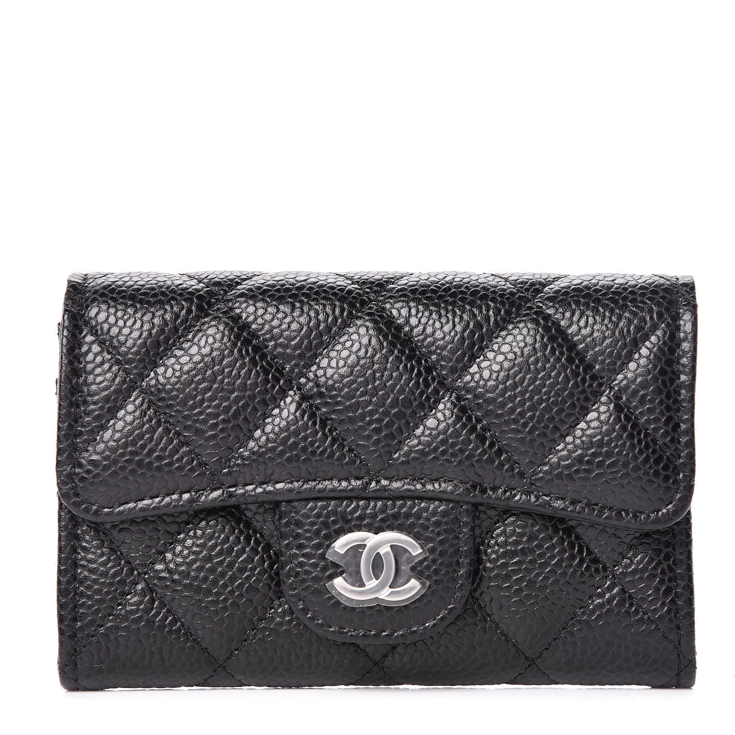 Chanel Caviar Quilted Flap Card Holder Wallet Black 1 of 9