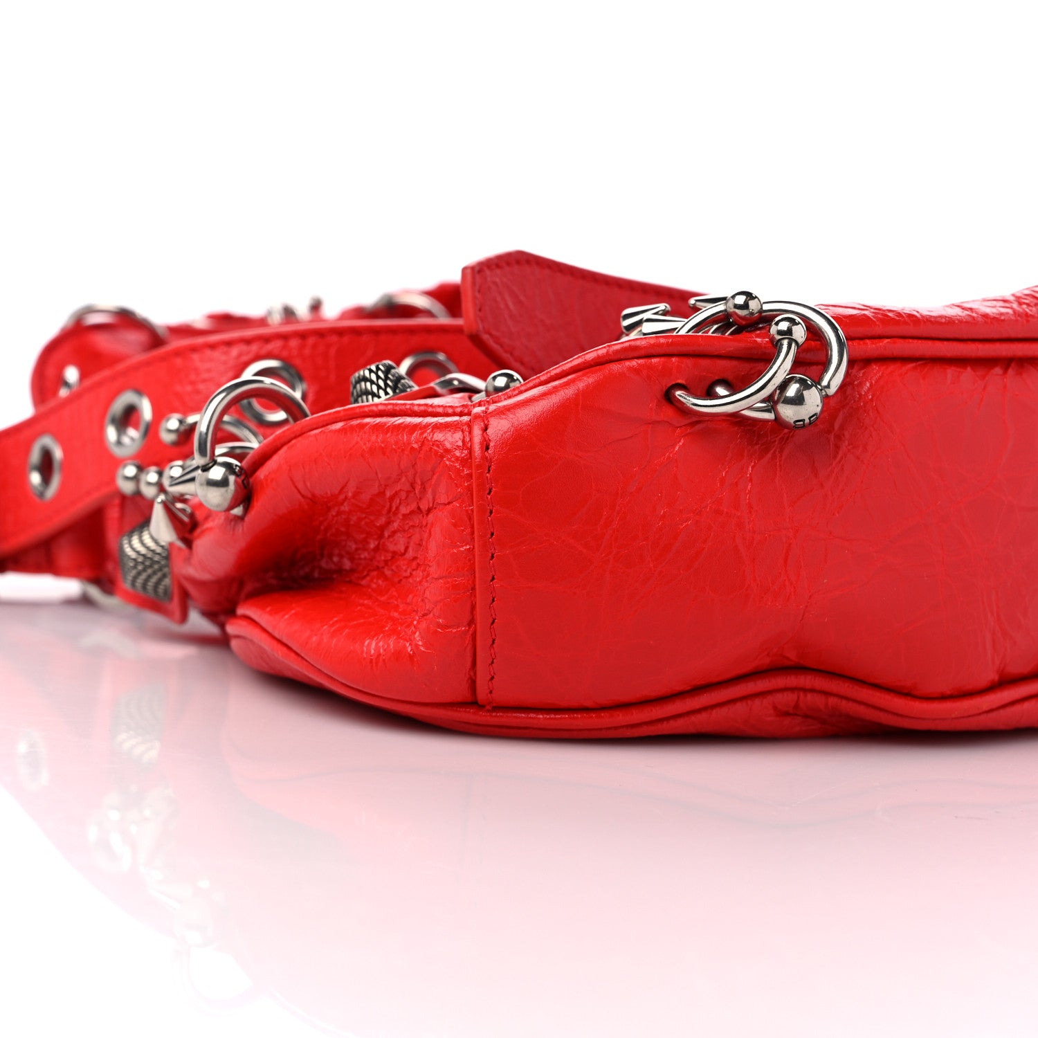 Balenciaga Agneau Arena Pierced Le Cagole Shoulder Bag XS Tomato Red 9 of 10
