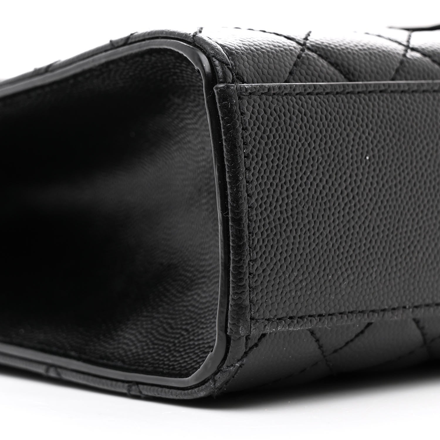 Saint Laurent Grain De Poudre Textured Mixed Matelasse Triquilt Medium Monogram Monochrome Satchel Black 9 of 13