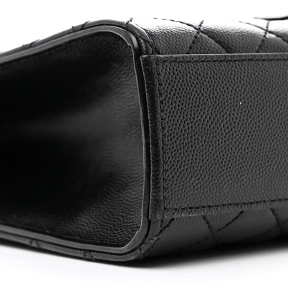 Saint Laurent Grain De Poudre Textured Mixed Matelasse Triquilt Medium Monogram Monochrome Satchel Black 9 of 13