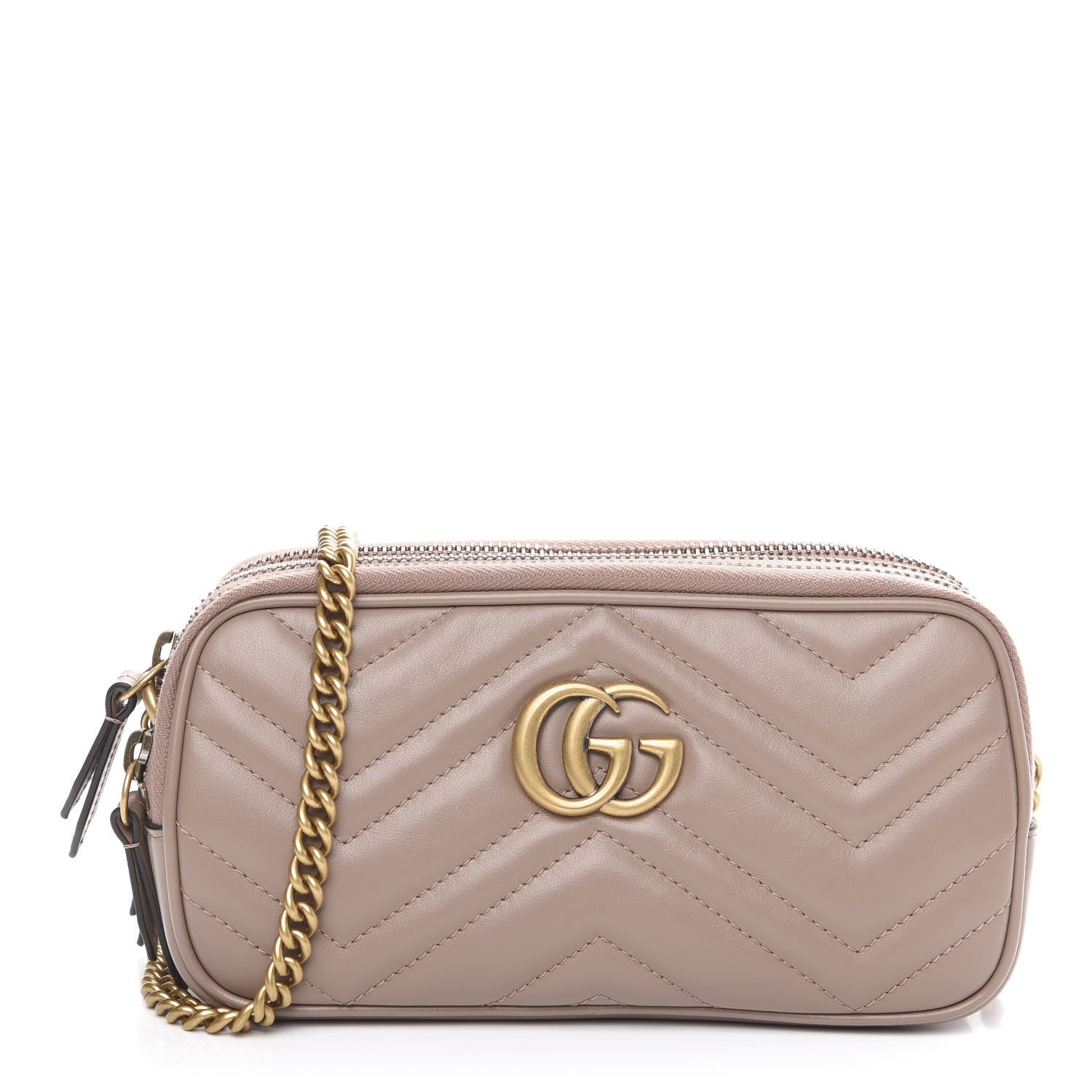 Gucci Calfskin Matelasse Mini GG Marmont Chain Crossbody Bag Porcelain Rose 1 of 11
