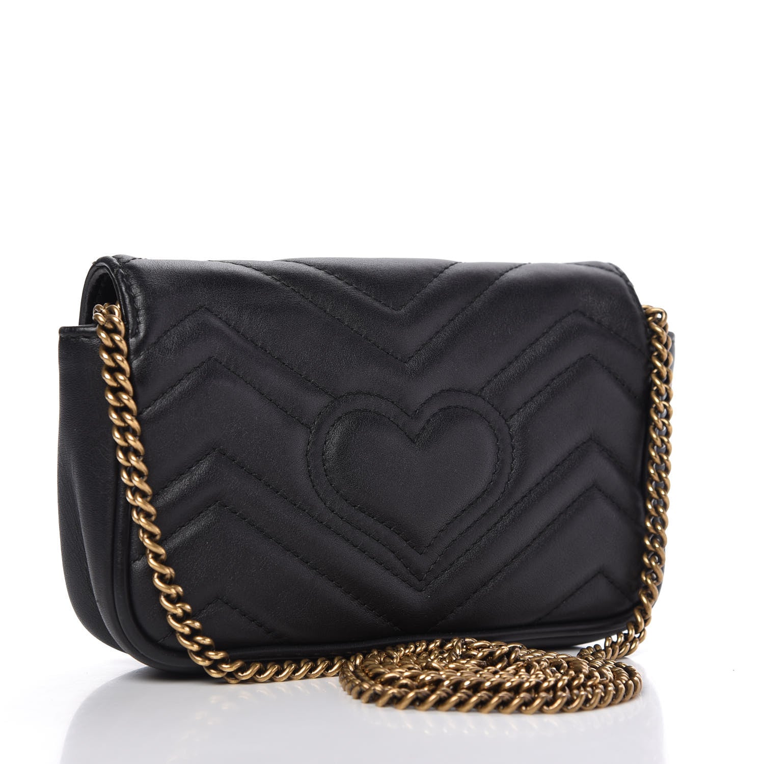 Gucci Calfskin Matelasse Super Mini GG Marmont Shoulder Bag Black 3 of 10