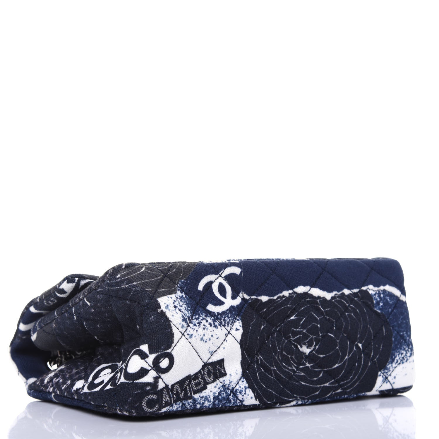Chanel Jersey Quilted Camellia 2.55 Reissue Mini Flap Black White 4 of 15