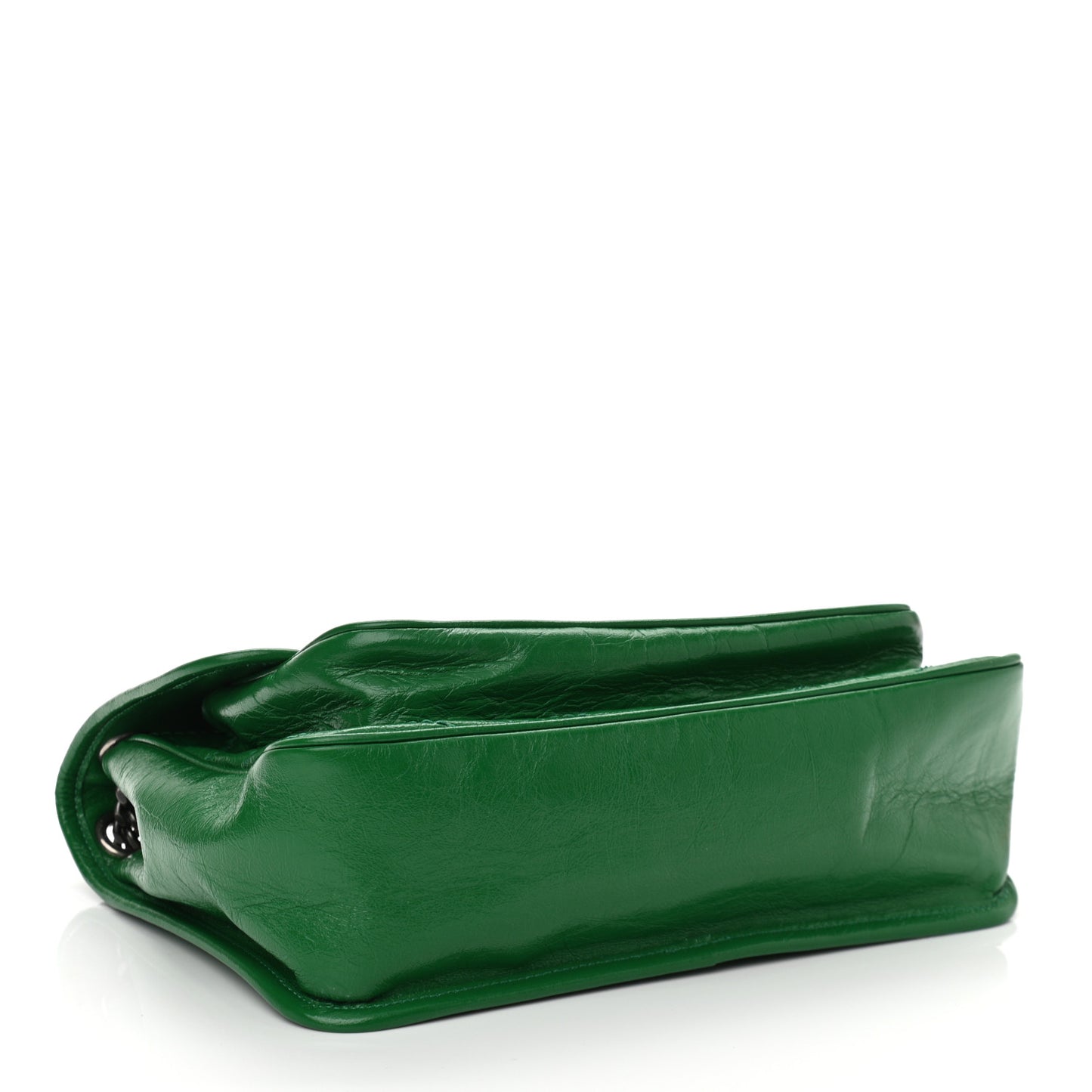 Crinkled Calfskin Matelasse Monogram Medium Niki Chain Satchel New Vert Praire
