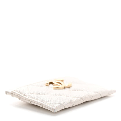 Chanel Caviar Metal Quilted Striated CC Card Holder White 4 of 11