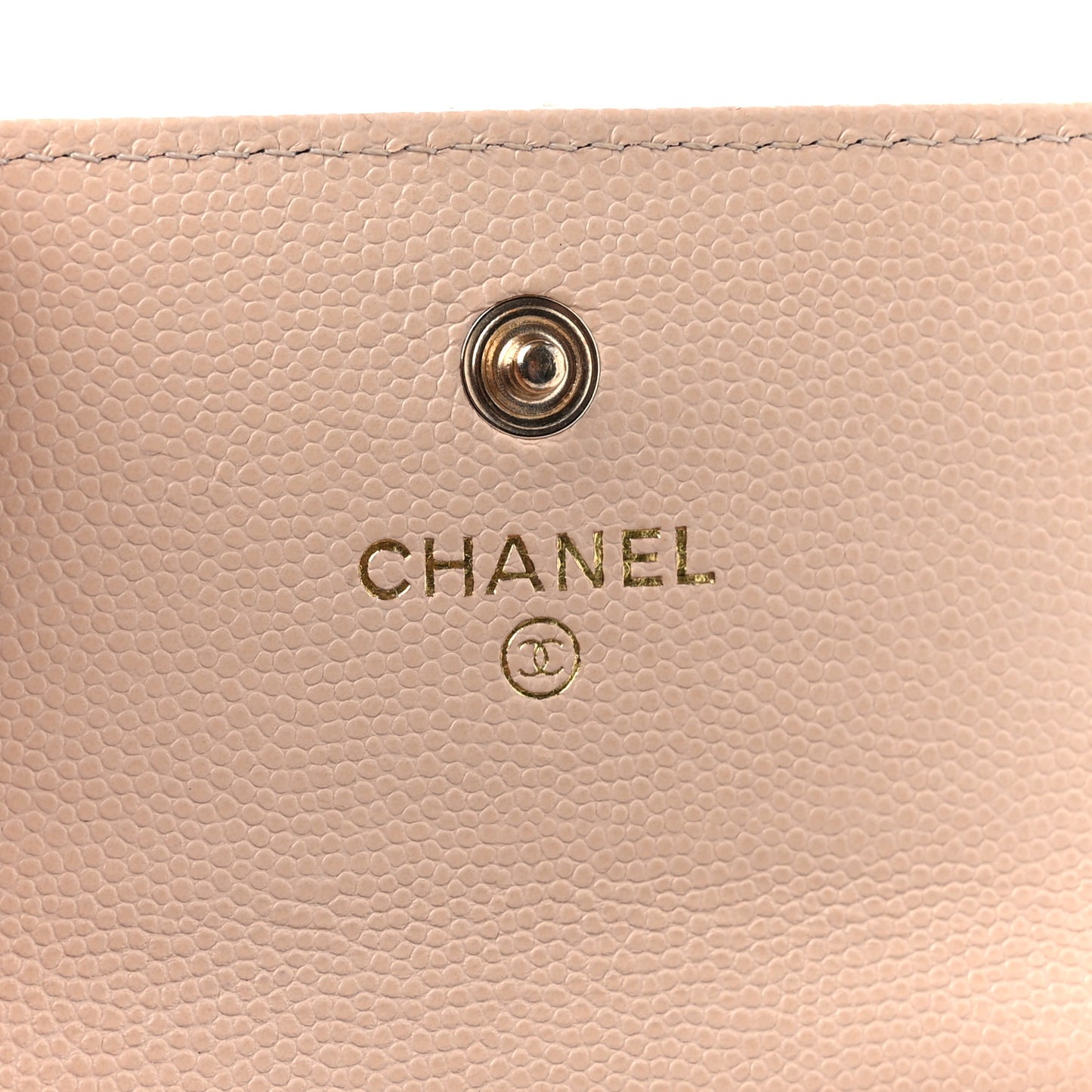 Caviar Pearl Quilted Coco Candy Flap Card Holder Beige