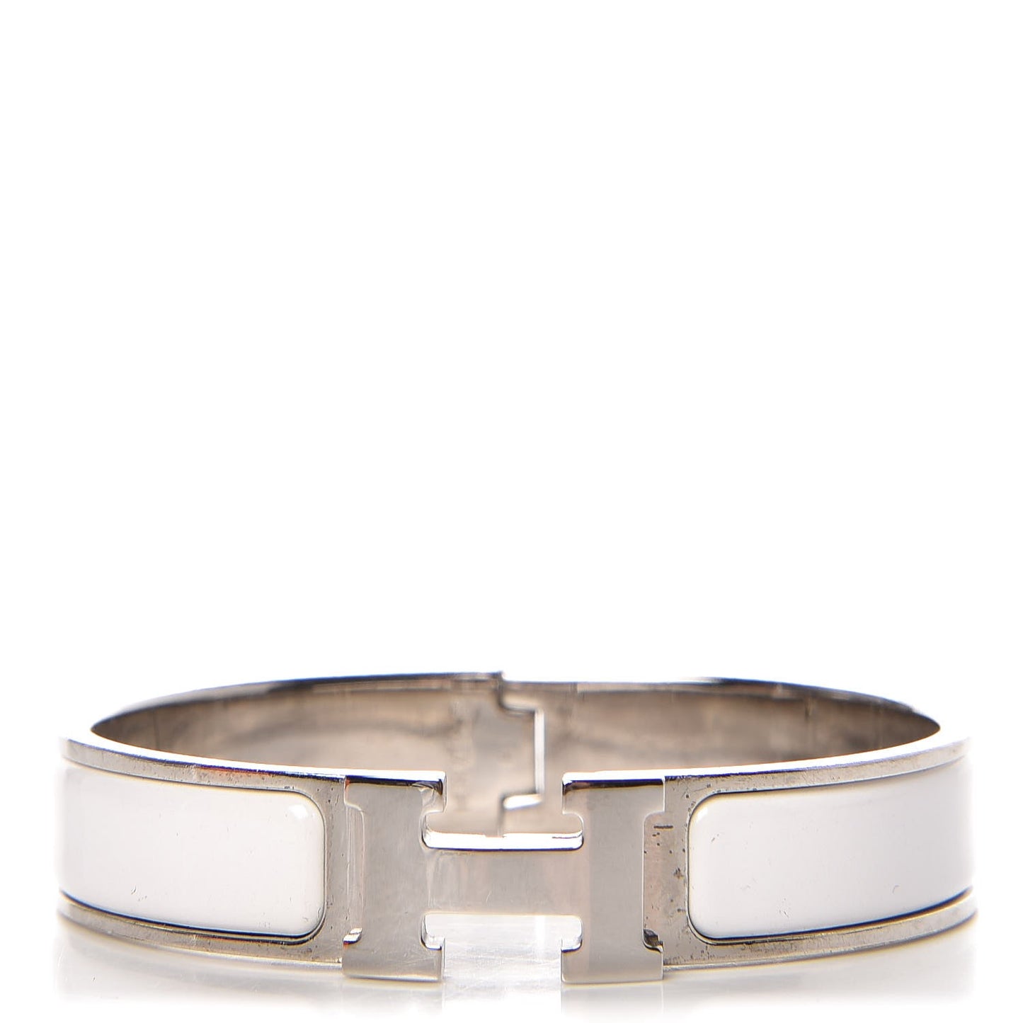Enamel Narrow Clic Clac H Bracelet PM White