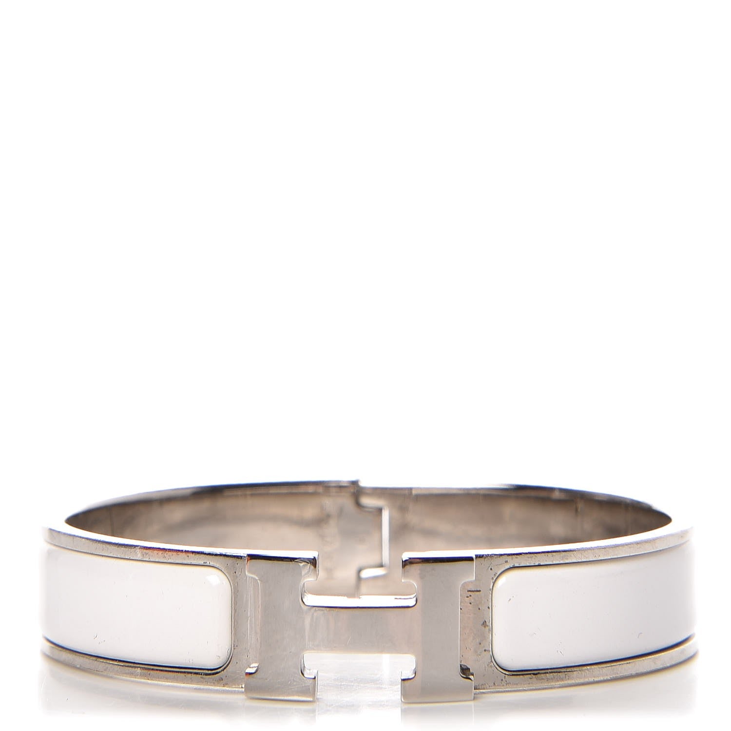 Hermes Enamel Narrow Clic Clac H Bracelet PM White 1 of 5