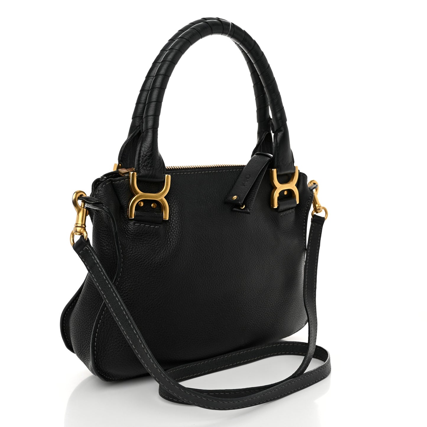 Calfskin Small Marcie Satchel Black