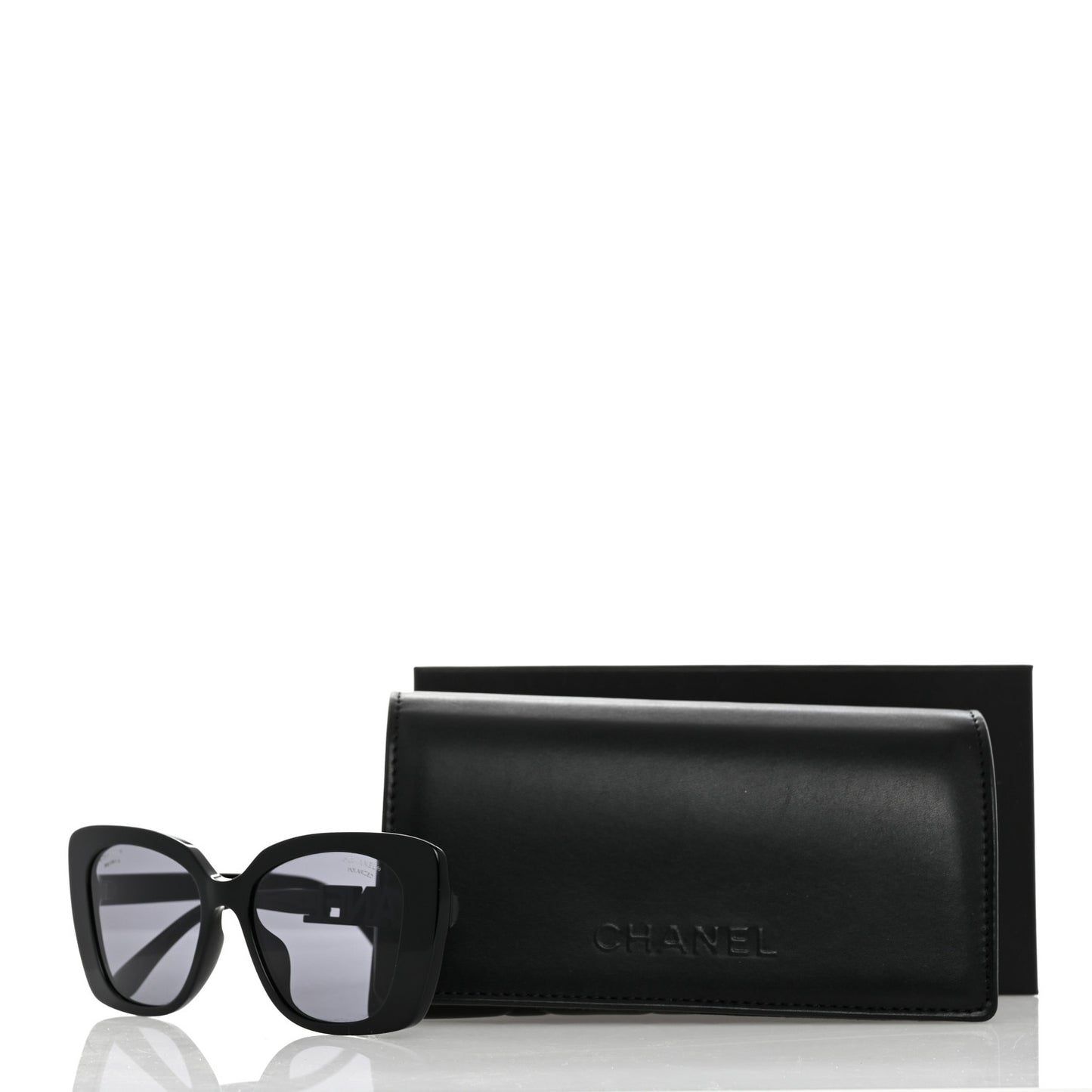 Acetate Strass Polarized Square Sunglasses 5422-B Black