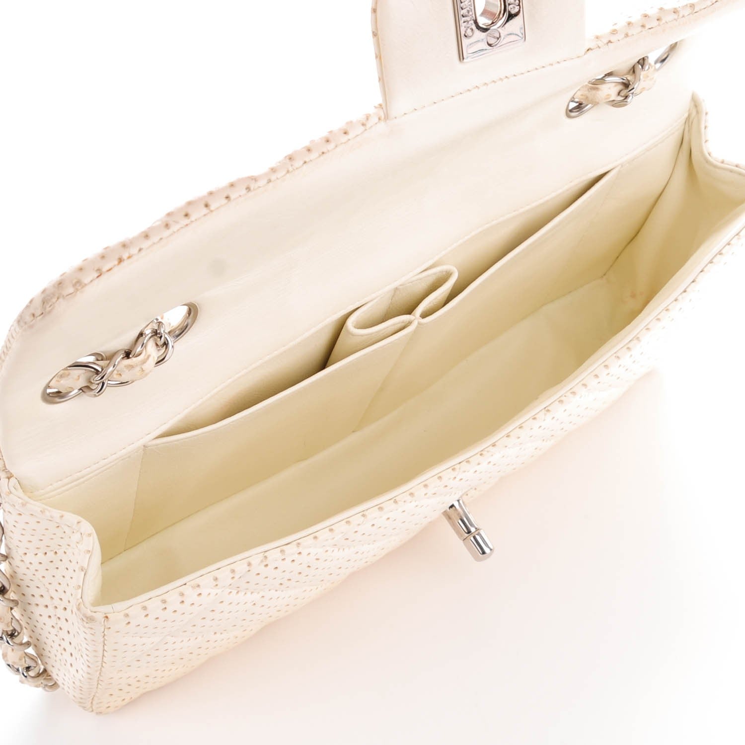 Chanel Lambskin Perforated East West Flap White 6 of 10