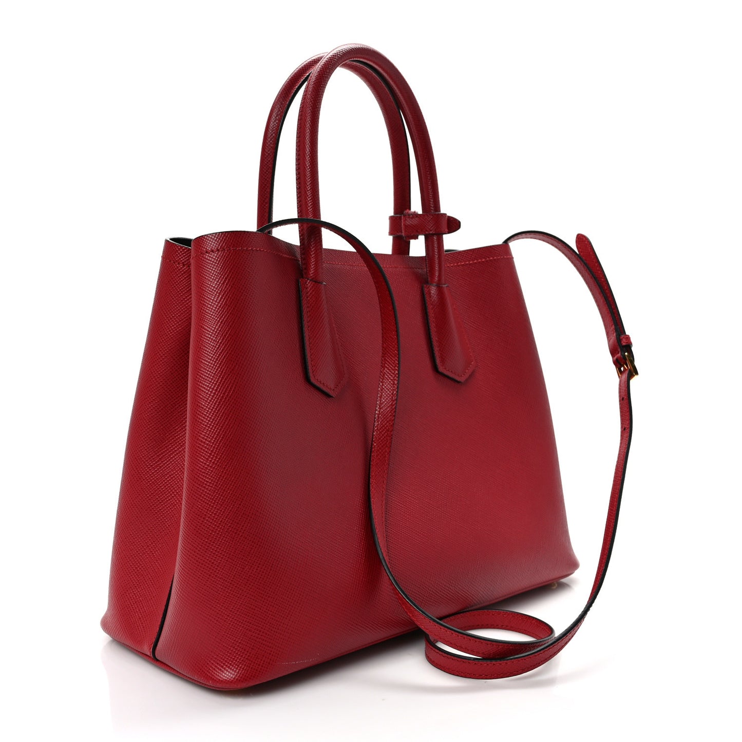 Saffiano Cuir Medium Double Bag Fuoco Black