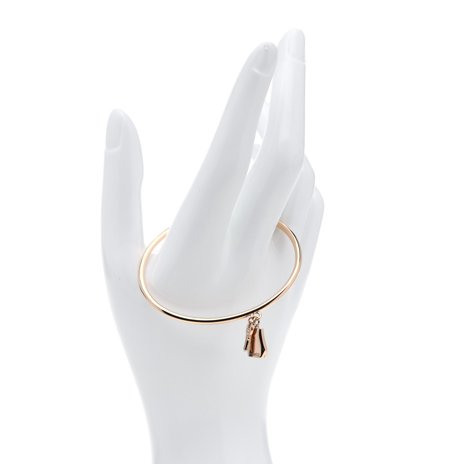 Hermes 18K Rose Gold TPM Kelly Clochette Cuff Bracelet ST 2 of 6