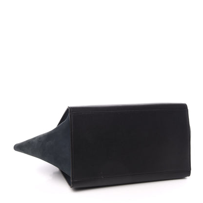 Celine Nubuck Crocodile Embossed Small Trapeze Navy 4 of 11