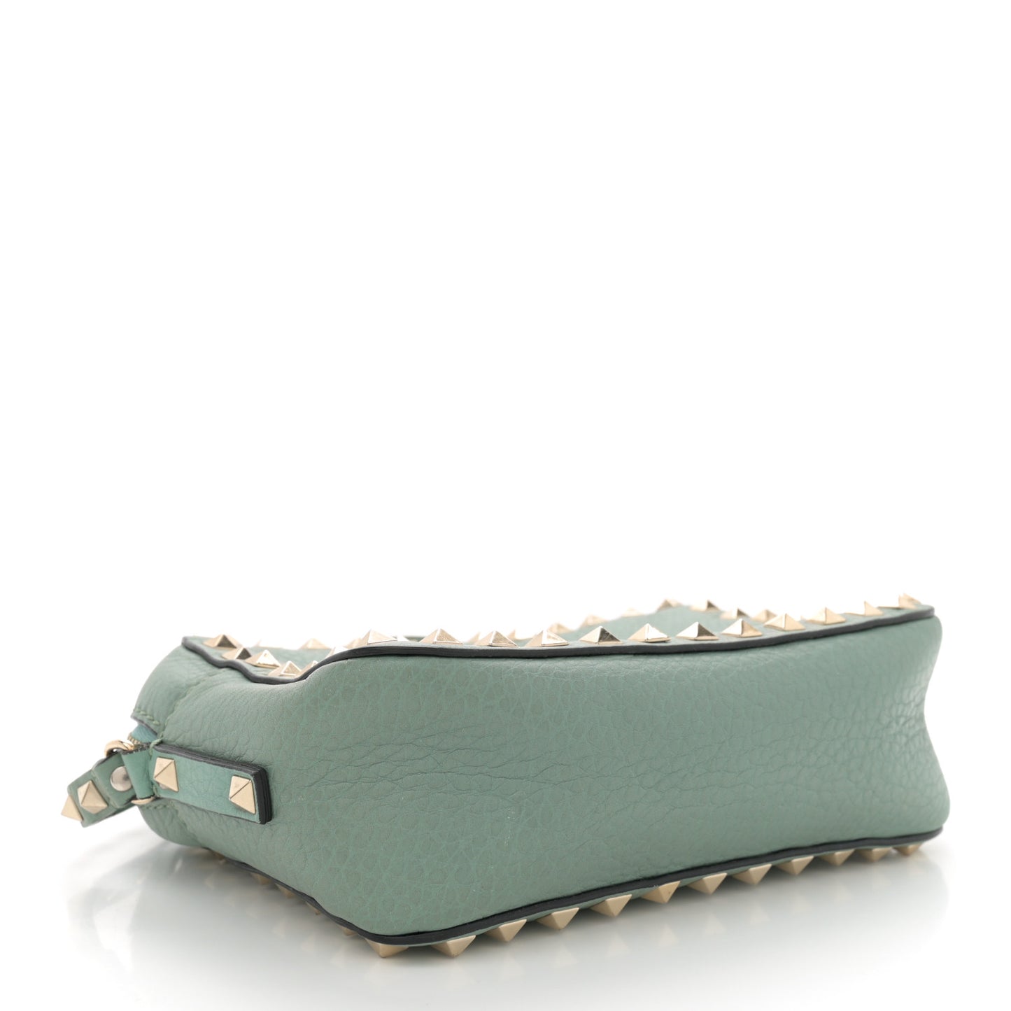 Pebbled Calfskin Rockstud Camera Crossbody Bag Green