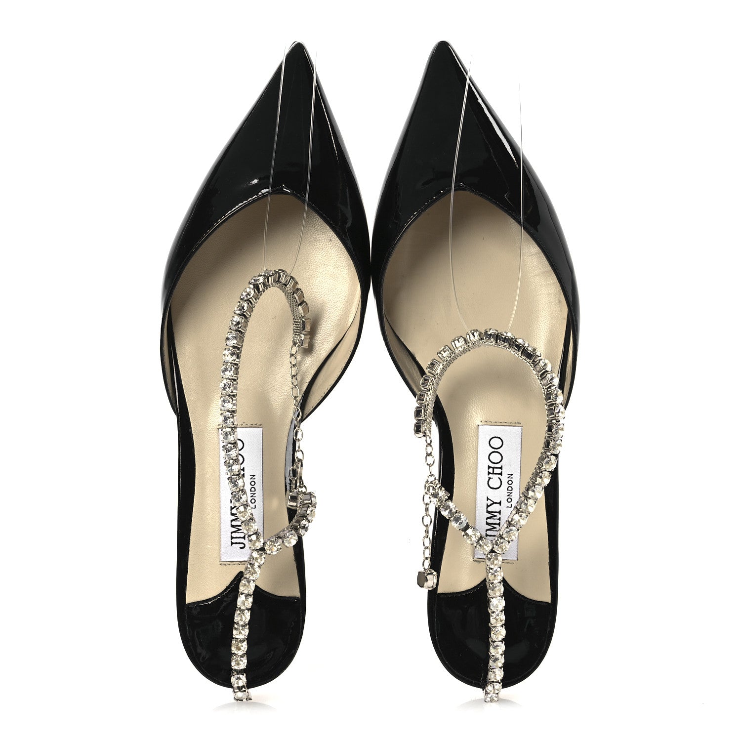 Jimmy Choo Patent Crystal Saeda Flats 38 Black 2 of 13