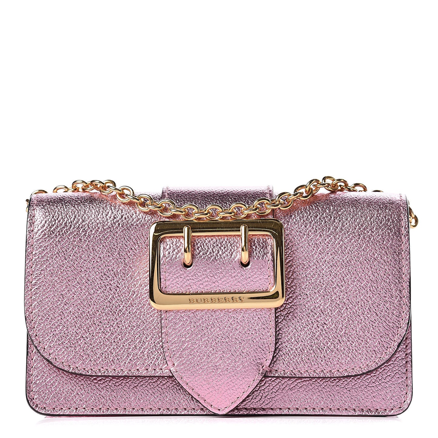 Metallic Grainy Calfskin Mini Buckle Bag Pale Orchid
