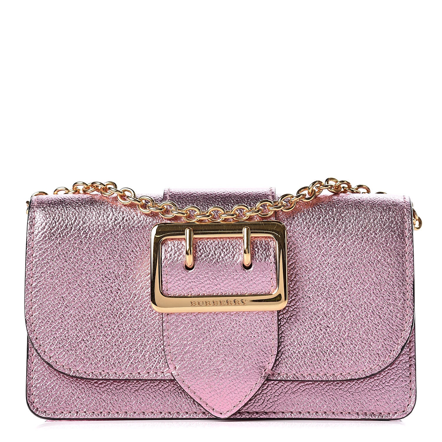 Burberry Metallic Grainy Calfskin Mini Buckle Bag Pale Orchid 1 of 8