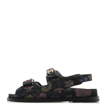 Chanel Denim Quilted Dad Sandals 36.5 Black Multicolor 1 of 4