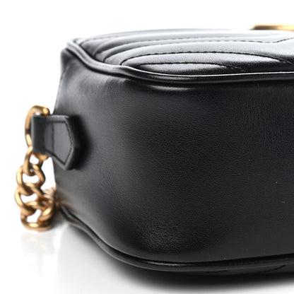 Gucci Calfskin Matelasse Small GG Marmont Chain Shoulder Bag Black 5 of 9