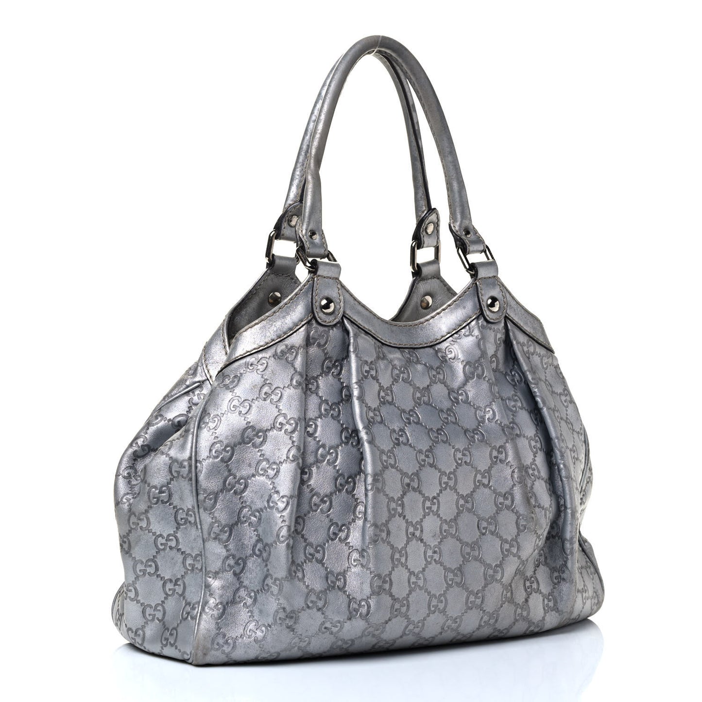 Guccissima Medium Sukey Tote Silver
