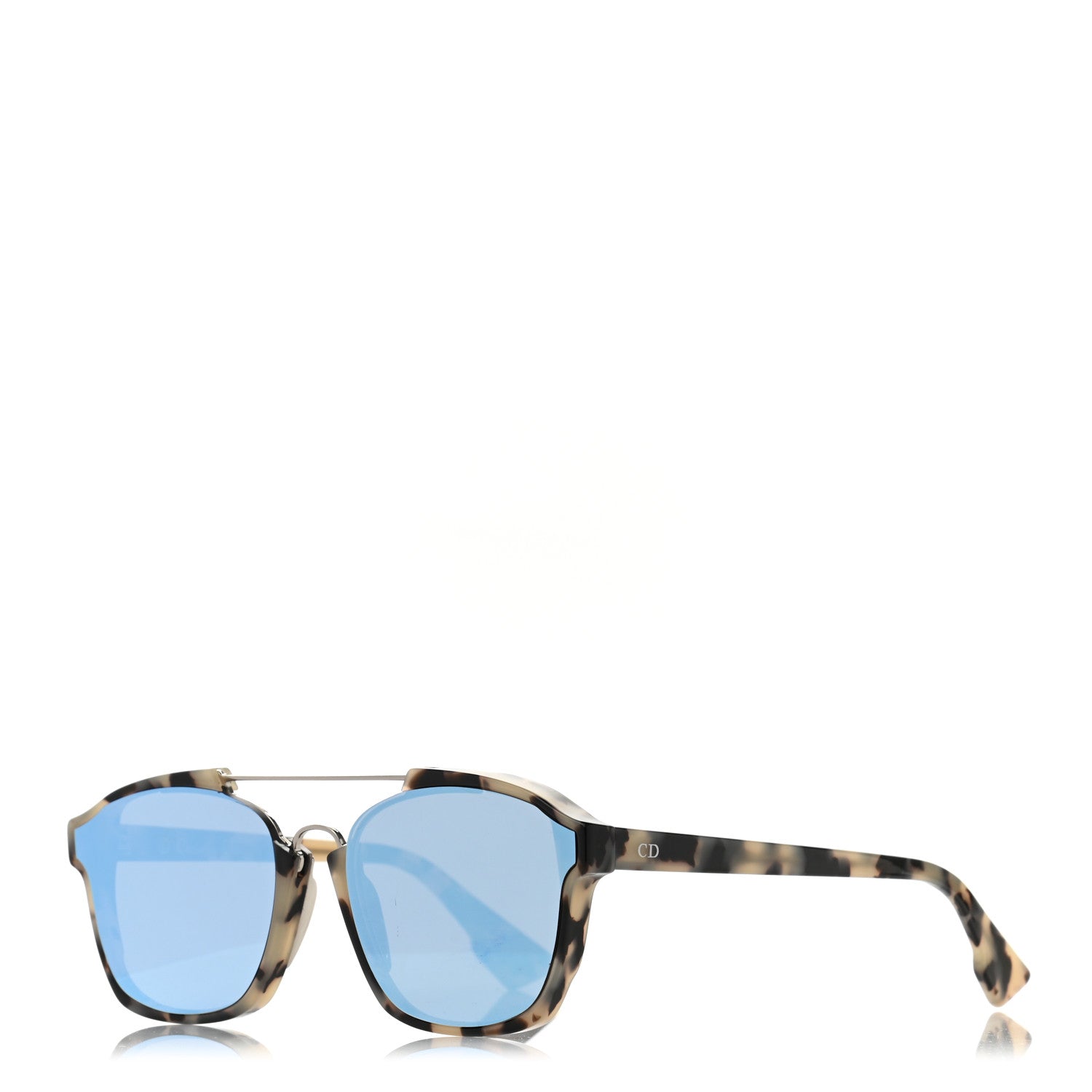 Christian Dior Abstract Square Mirrored Sunglasses Spotted Havana Blue 1 of 8