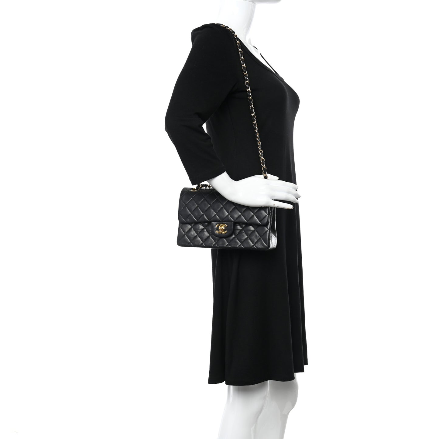 Lambskin Quilted Small Double Flap Black