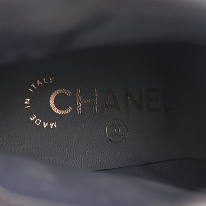Chanel Lambskin CC Cap Toe Ankle Boots 37 Grey Navy Blue 8 of 16