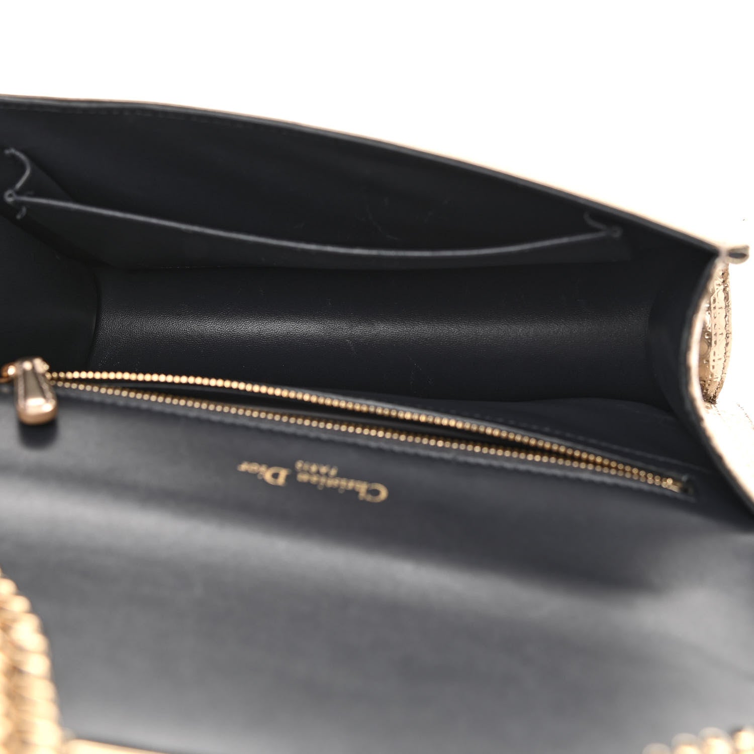 Christian Dior Metallic Patent Micro-Cannage Medium Diorama Flap Bag Gold 5 of 13