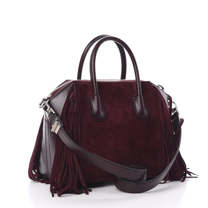 Givenchy Calfskin Suede Small Fringe Antigona Burgundy 4 of 13