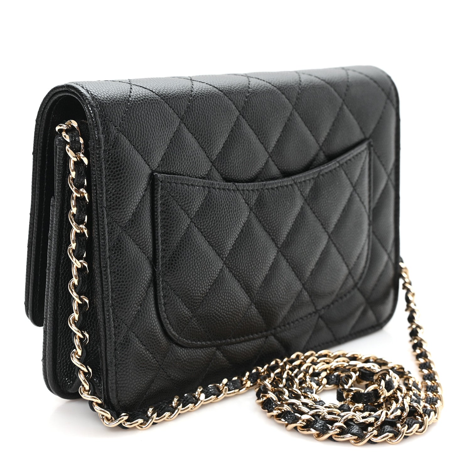 Chanel Caviar Quilted Crystal Heart CC Wallet On Chain WOC Black 3 of 12