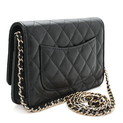 Chanel Caviar Quilted Crystal Heart CC Wallet On Chain WOC Black 3 of 12