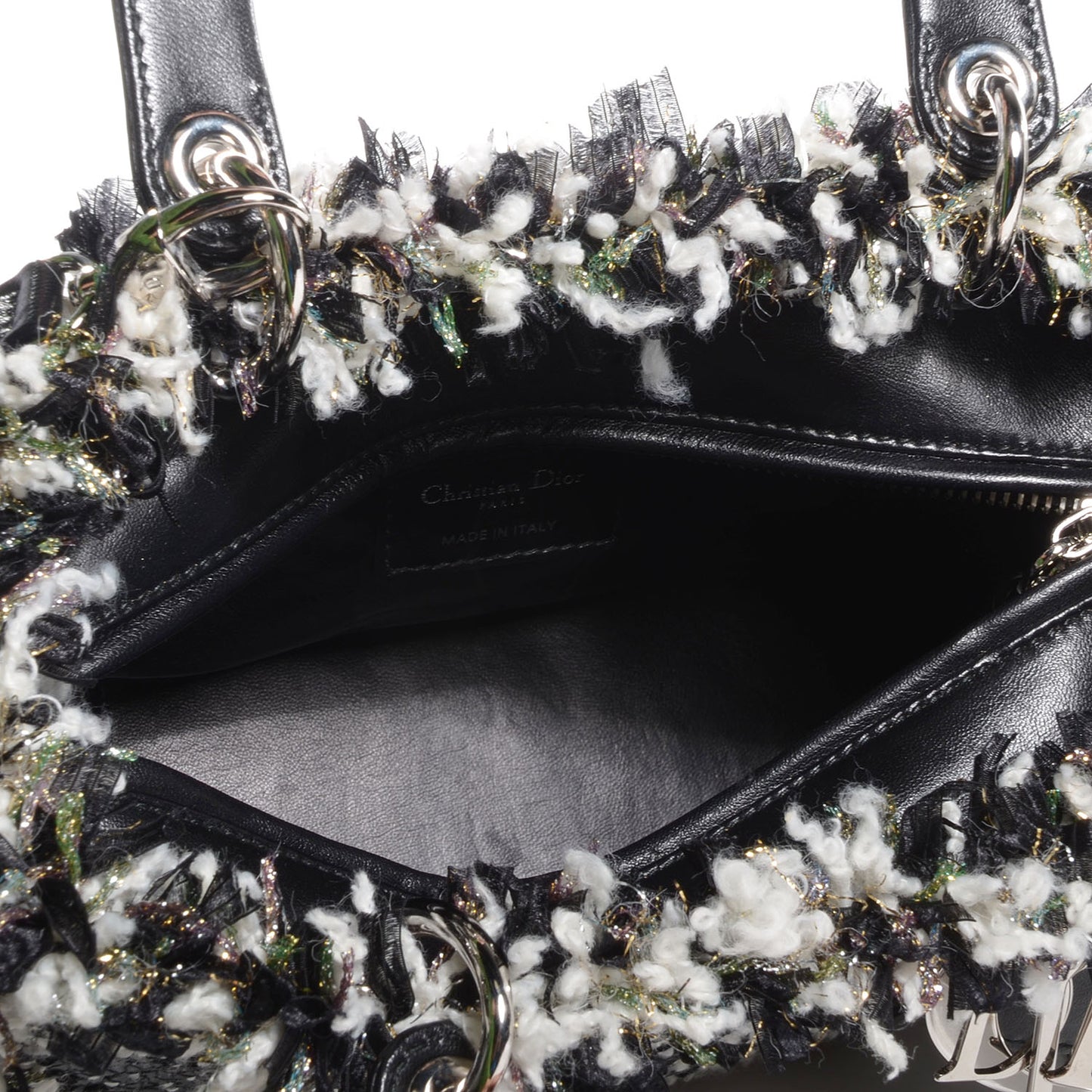 Tweed Medium Lady Dior Black White