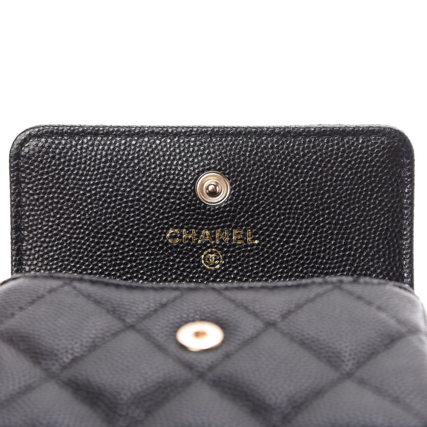 Caviar Quilted Pearl Card Holder On Chain Black