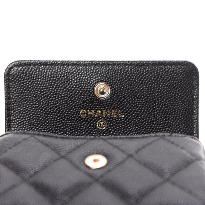 Chanel Caviar Quilted Pearl Card Holder On Chain Black 8 of 11