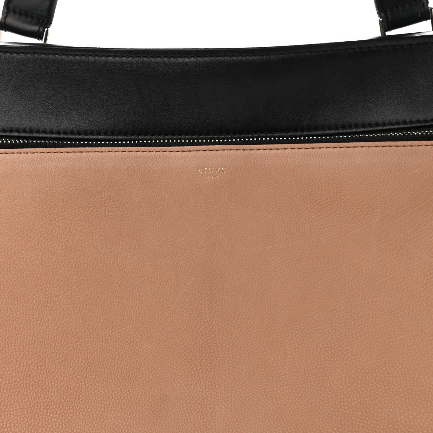 Supple Calfskin Large Bi-Color Edge Shoulder Bag Beige