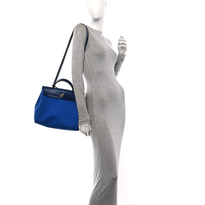 Hermes Toile Vache Hunter Herbag Zip 31 PM Bleu Electrique Bleu Indigo 2 of 11