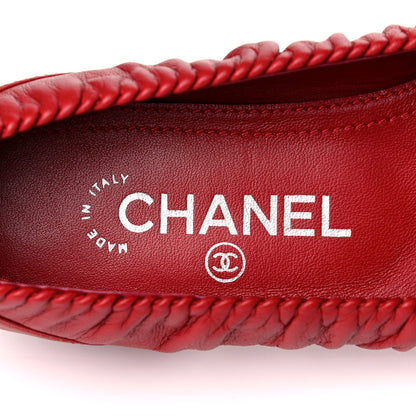 Chanel Lambskin CC Cap Toe Ballerina Flats 36 Red 9 of 11