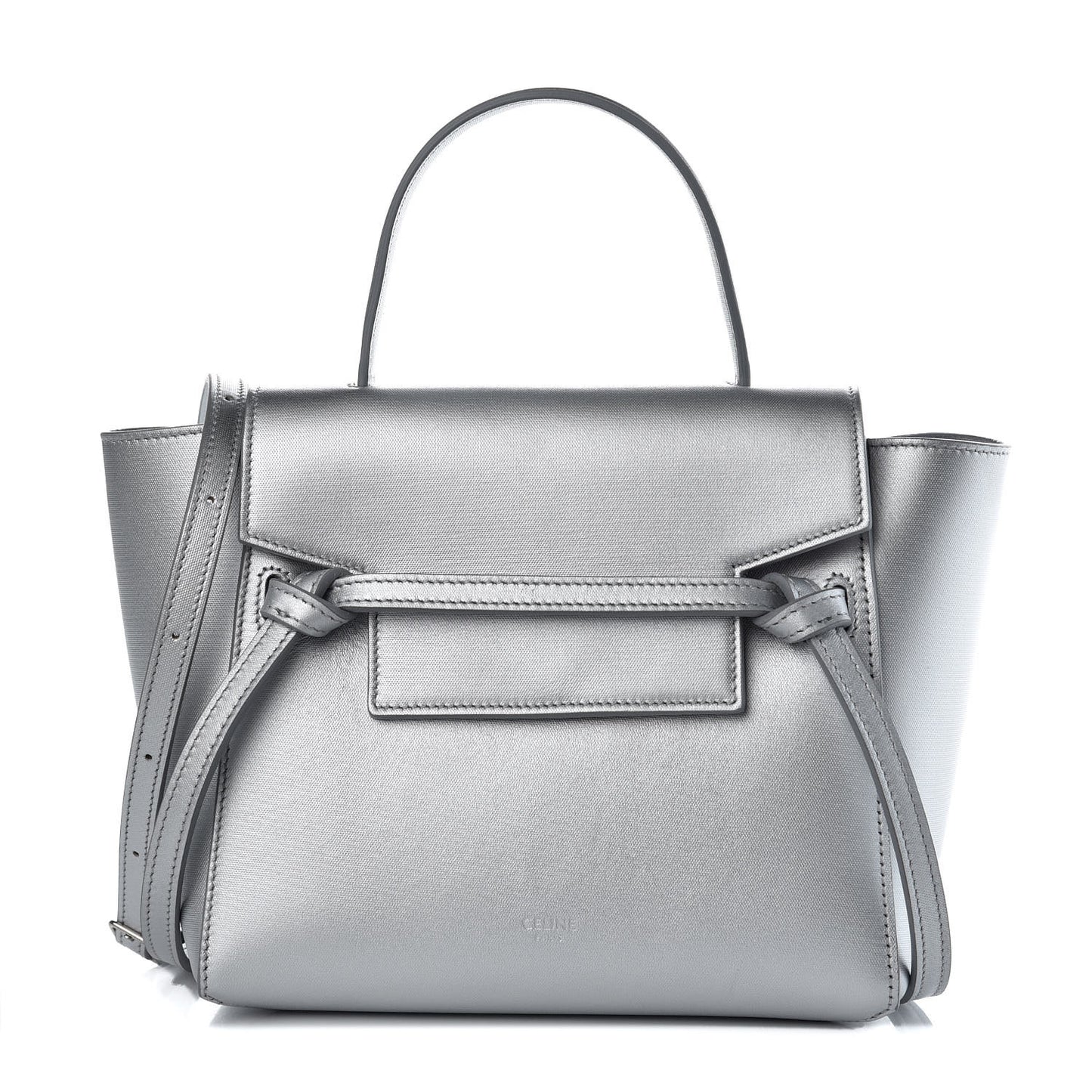 Laminated Calfskin Nano Belt Bag Silver