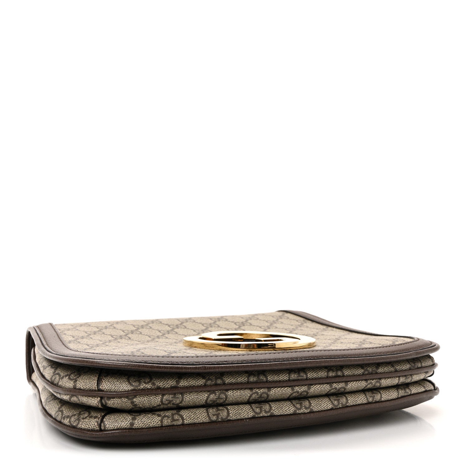 Gucci GG Supreme Monogram Textured Dollar Calfskin Web Medium Blondie Top Handle Shoulder Flap Bag Beige Ebony New Acero 7 of 19