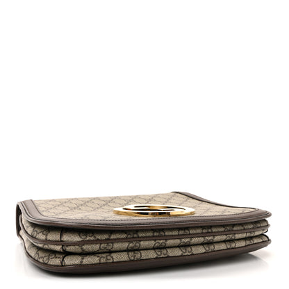 Gucci GG Supreme Monogram Textured Dollar Calfskin Web Medium Blondie Top Handle Shoulder Flap Bag Beige Ebony New Acero 7 of 19