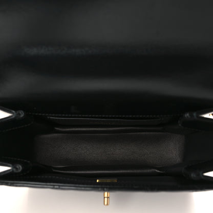 Chanel Shiny Calfskin Quilted Small Chain Top Handle Flap Black 5 of 9