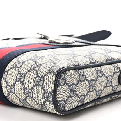 Gucci GG Supreme Monogram Textured Dollar Calfskin Web Small Ophidia Messenger Bag Beige Blue 9 of 9