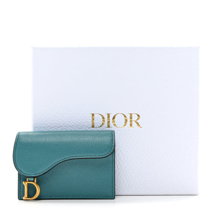 Christian Dior Goatskin Saddle Card Holder Azure Blue 8 of 8