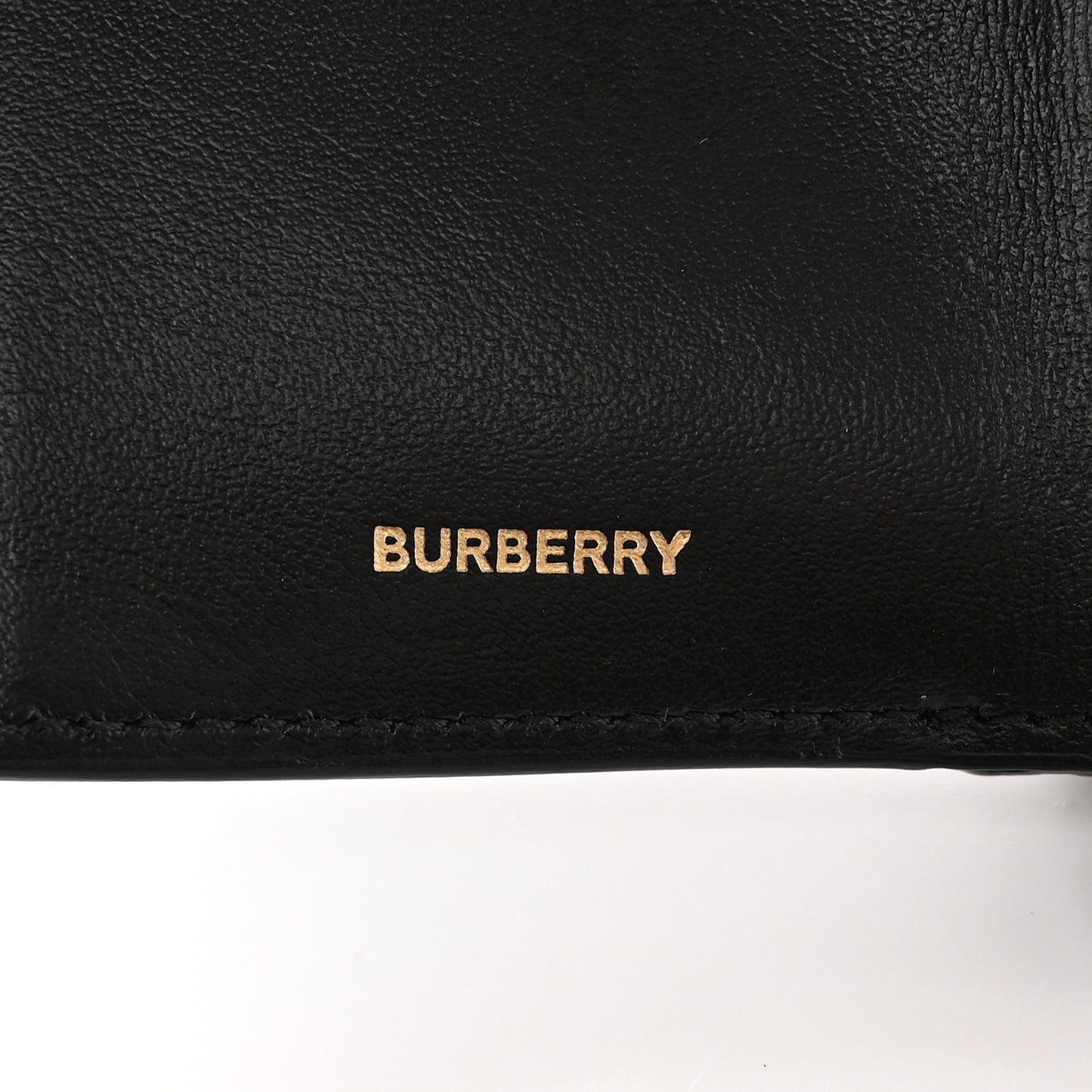 Grained Calfskin TB Compact Tri-Fold Wallet Black